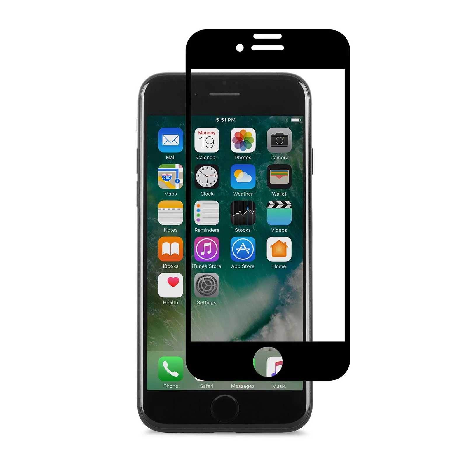 Sticlă de protecție QUMO IonGlass - iPhone 8/7/SE 2020, Negru