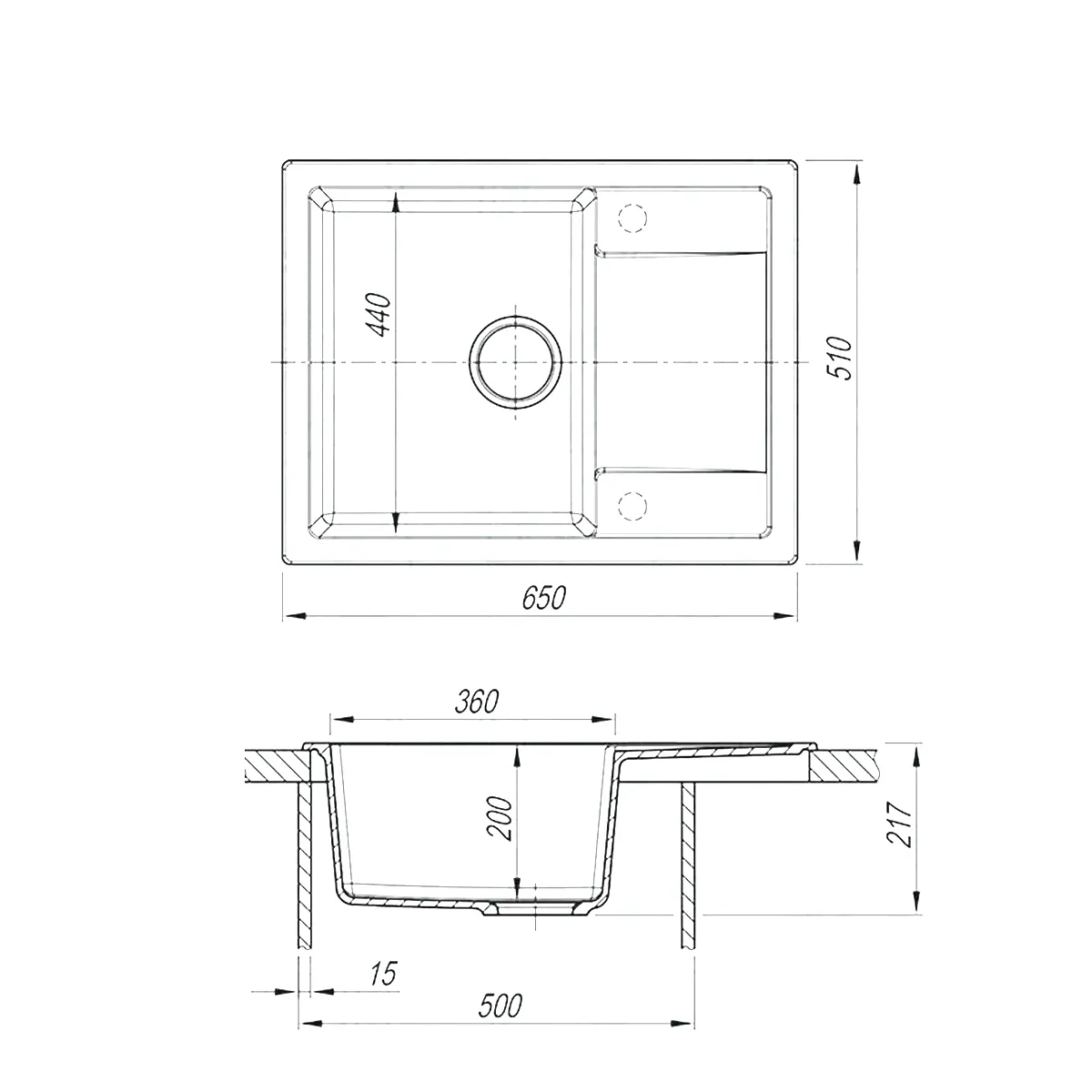 Chiuveta Dr. Gans Tehno 650 (Grafit)