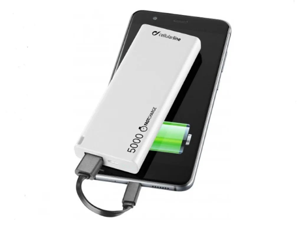 Acumulator extern Cellularline FreePower Slim 5000, 5mAh, Alb
