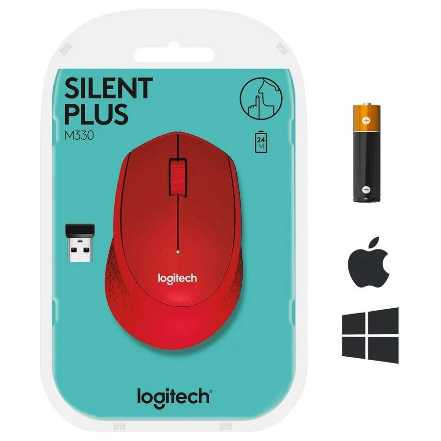 Mouse Wireless Logitech M330 Silent Plus, Roșu