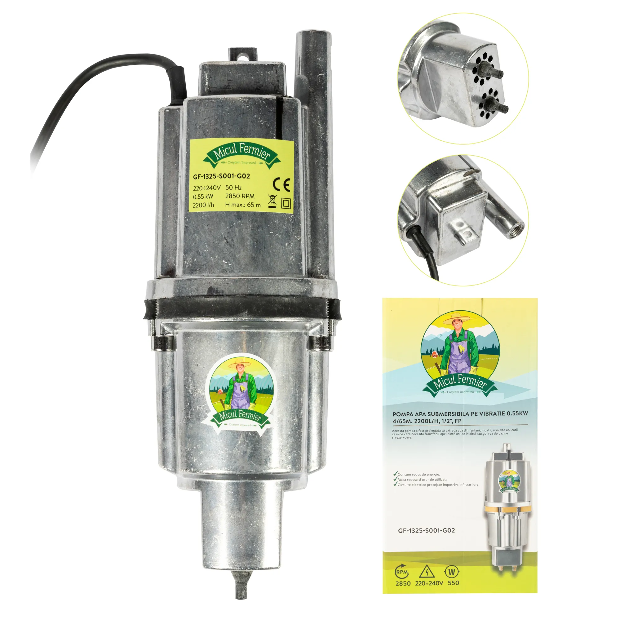 Pompa submersibila Micul Fermier 550W 2200l/h (Vibratie)