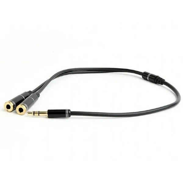 Cablu audio Cablexpert CCA-415M-0.1M, 3.5mm 3-pin (M) - 2x 3.5mm 3-pin (F), 0,1m, Negru