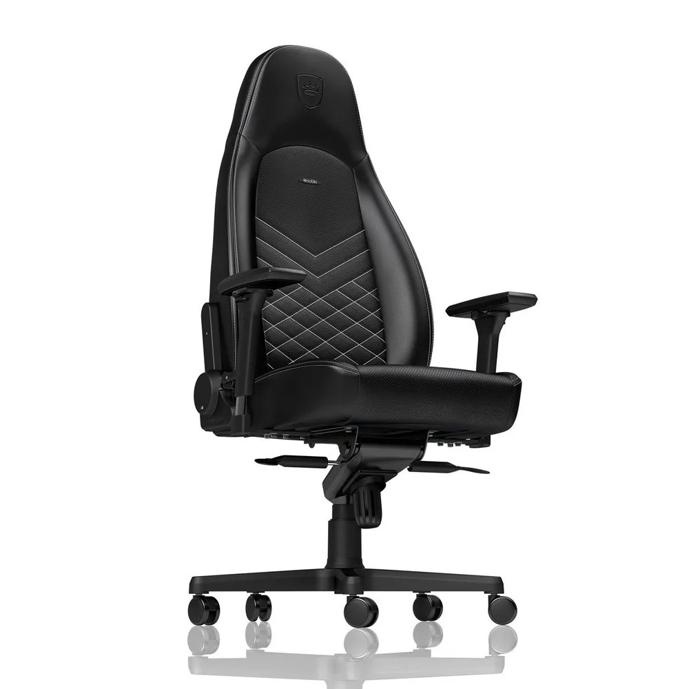 Scaun Gaming Noblechairs Icon, PU Piele, Negru/Alb