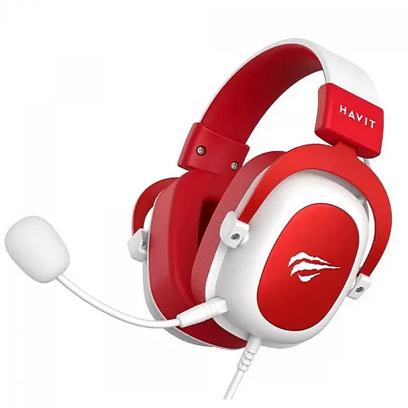 Căști gaming Havit H2002d, Cu fir, Alb Roșu