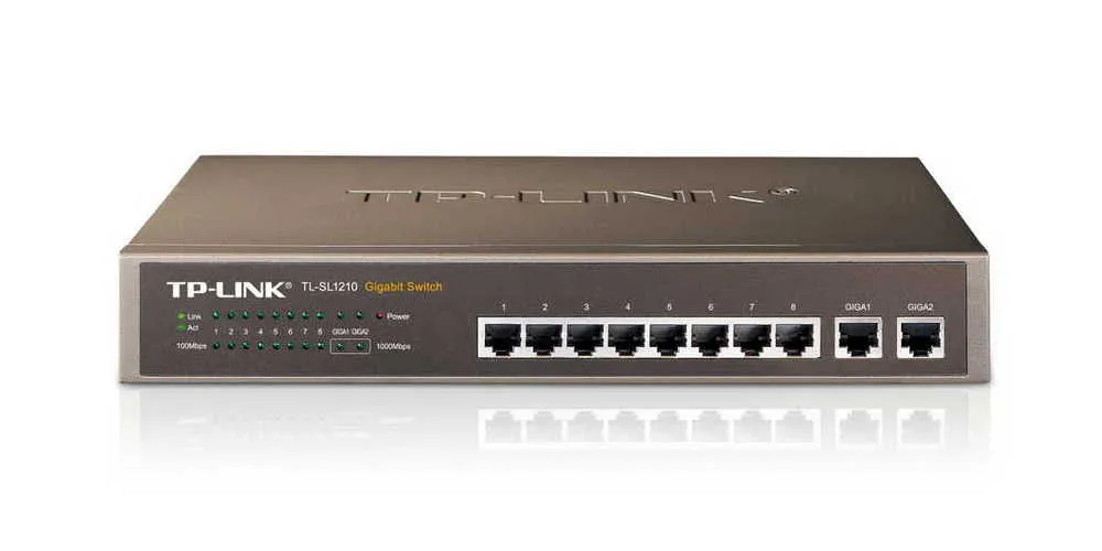 Switch de rețea TP-LINK TL-SL1210, 8x 10/100 Mbps, 2x 10/100/1000 Mbps