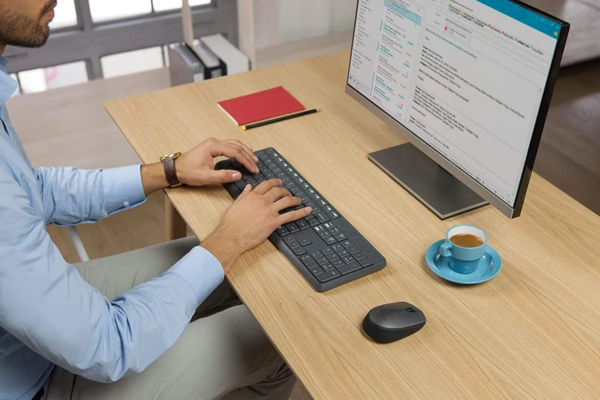 Set Tastatură + Mouse Logitech MK235, Fără fir, Gri