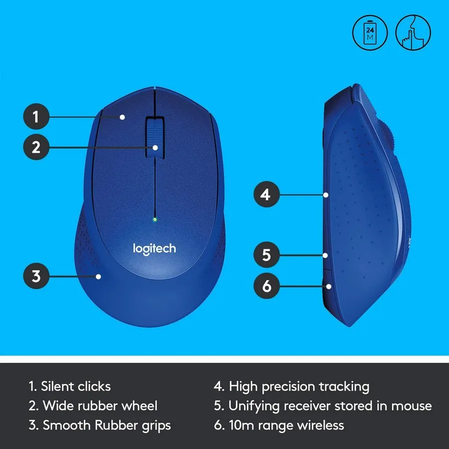 Mouse Wireless Logitech M330 Silent Plus, Albastru