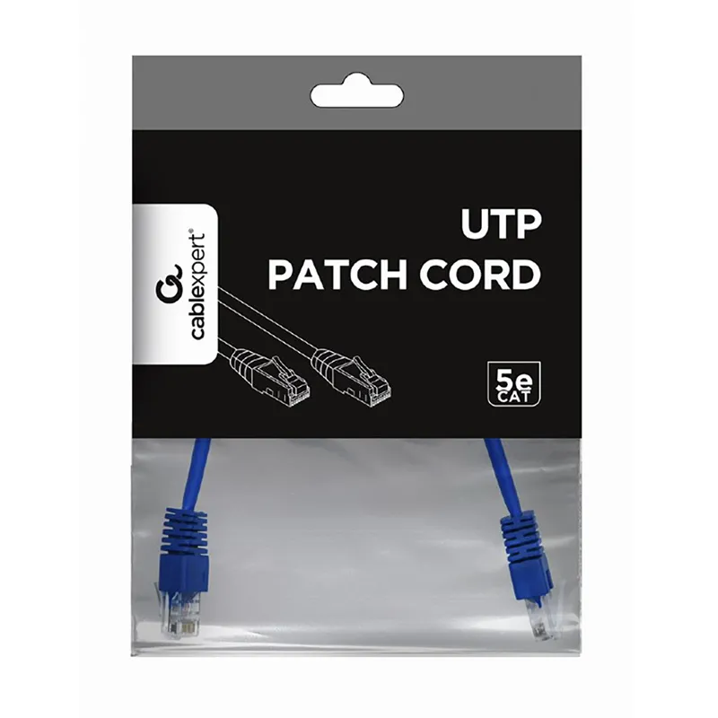 Patch cord Cablexpert PP12-0.25M, CAT5e UTP, 0,25m, Albastru