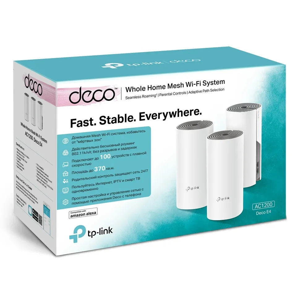 Sistem Wi-Fi Mesh TP-LINK Deco E4 (3-pack), Alb