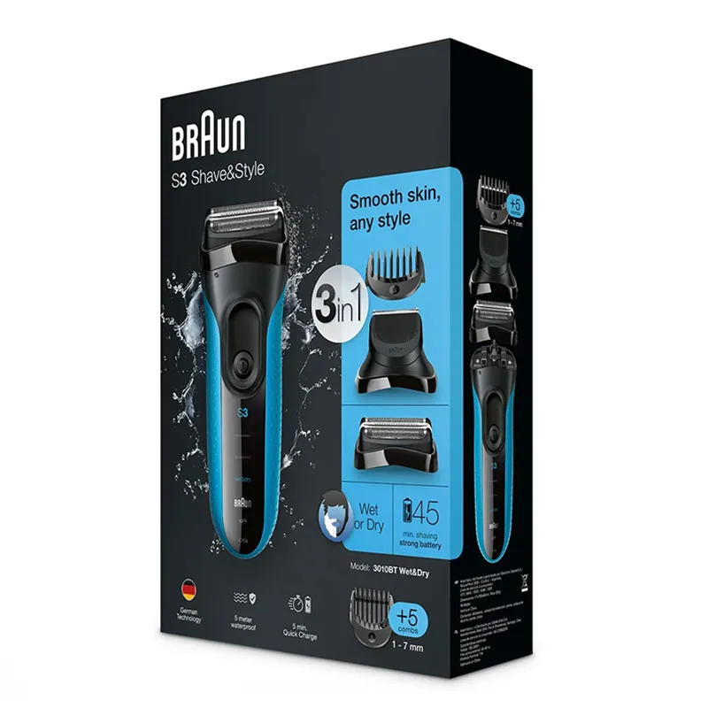 Aparat de ras electric Braun 3010 BT WD, Albastru