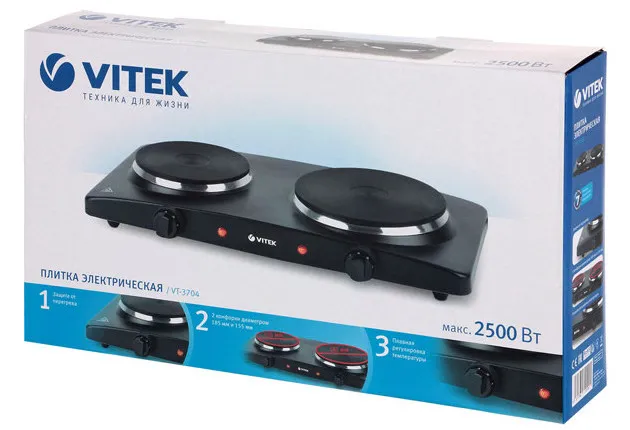 Plită electrică mini VITEK VT-3704, Negru