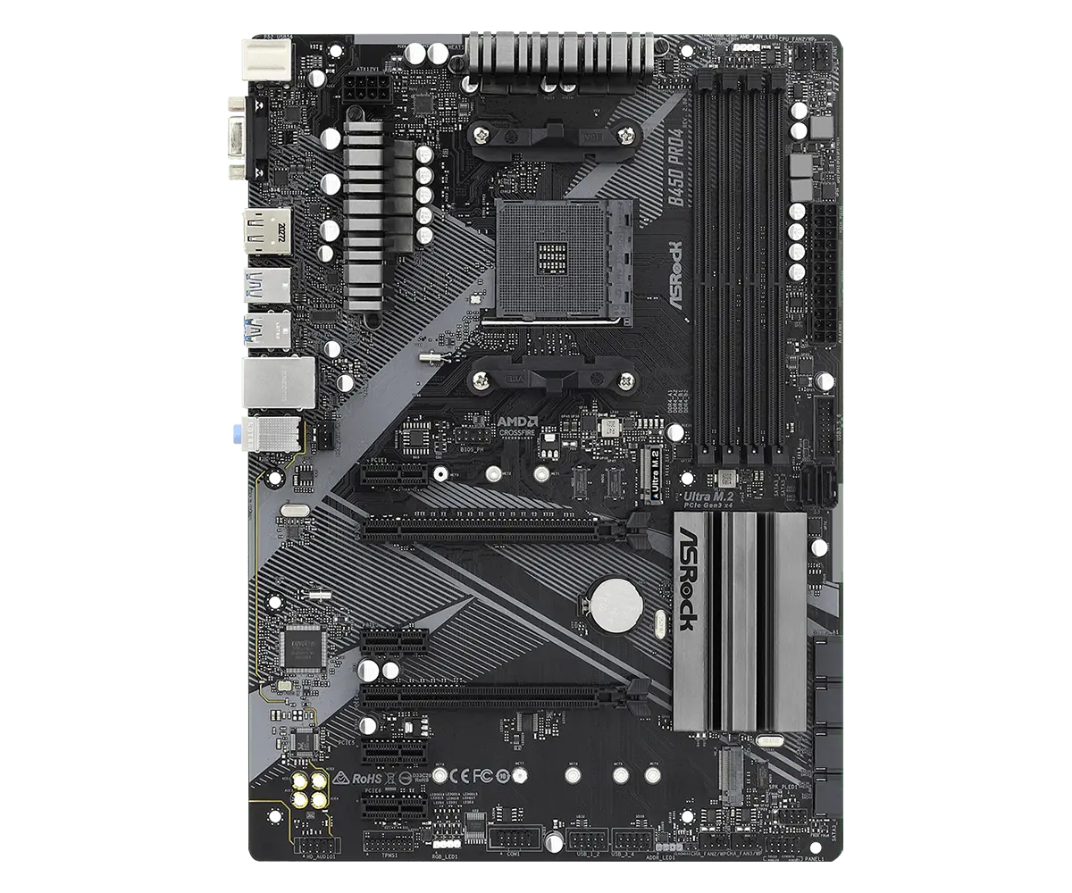 Placă de bază ASRock B450 PRO4 R2.0, AM4, AMD B450, ATX