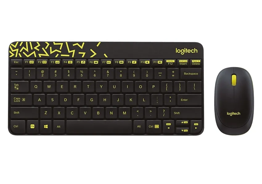 Set Tastatură + Mouse Logitech MK240, Fără fir, Negru/Galben