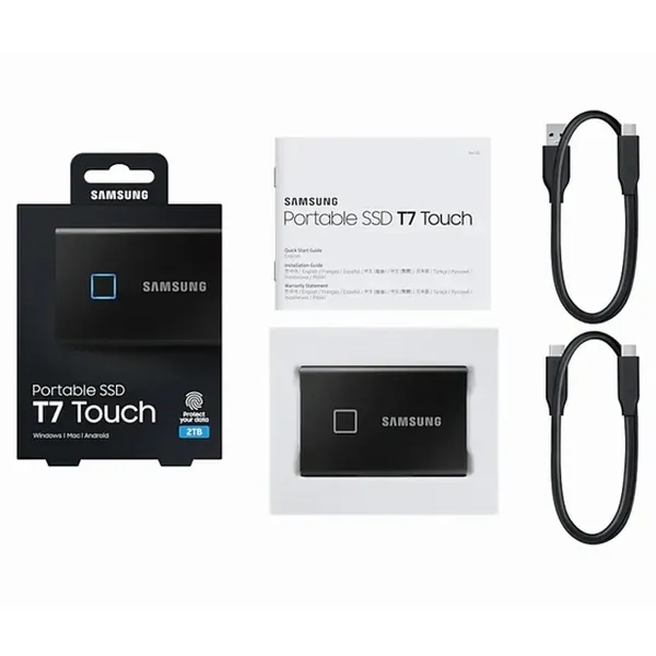SSD portabil extern Samsung Portable SSD T7 Touch,  2 TB, Negru (MU-PC2T0K/WW)