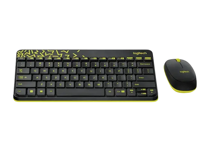 Set Tastatură + Mouse Logitech MK240, Fără fir, Negru/Galben