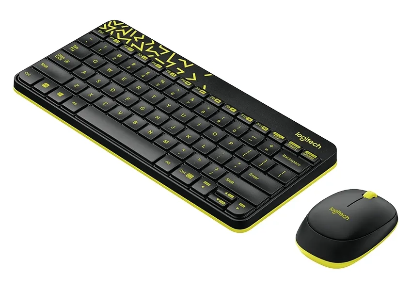 Set Tastatură + Mouse Logitech MK240, Fără fir, Negru/Galben
