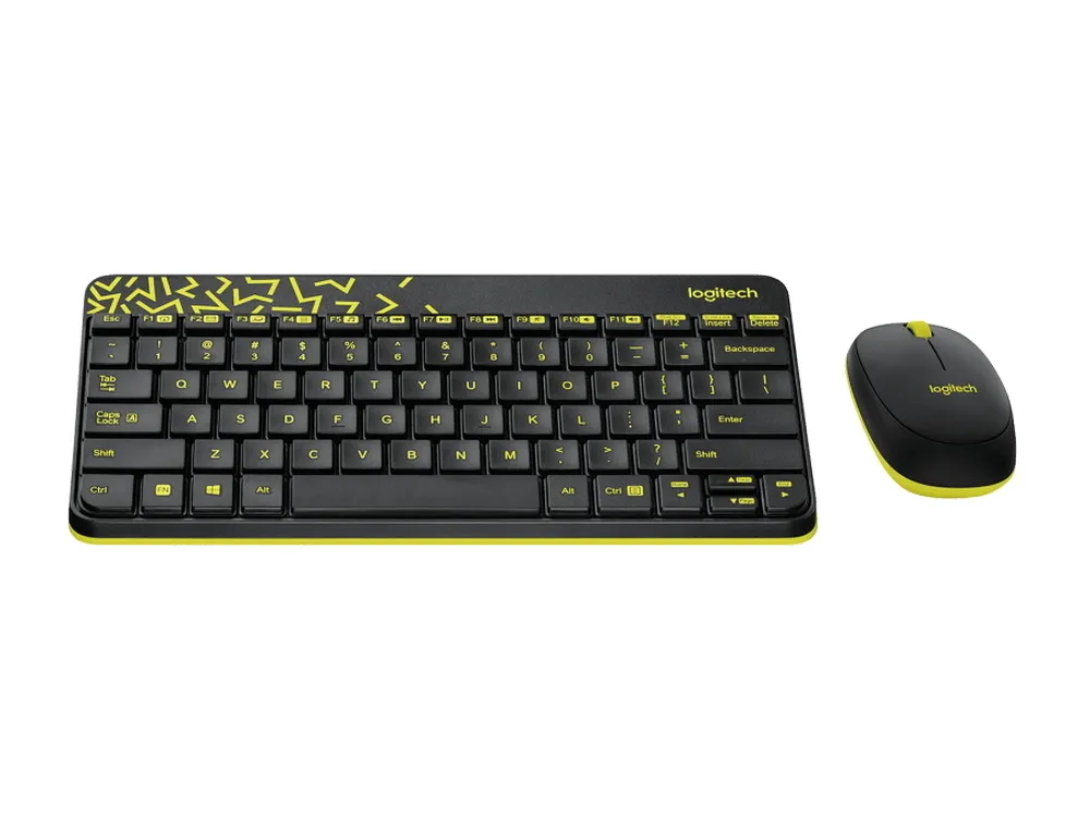 Set Tastatură + Mouse Logitech MK240, Fără fir, Negru/Galben