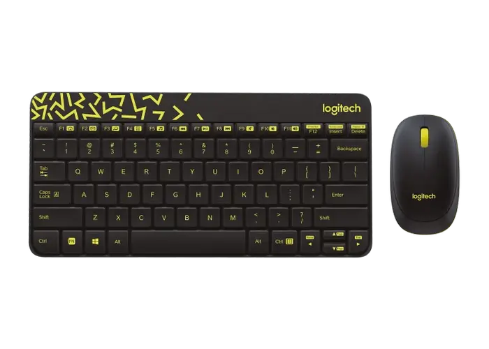 Set Tastatură + Mouse Logitech MK240, Fără fir, Negru/Galben