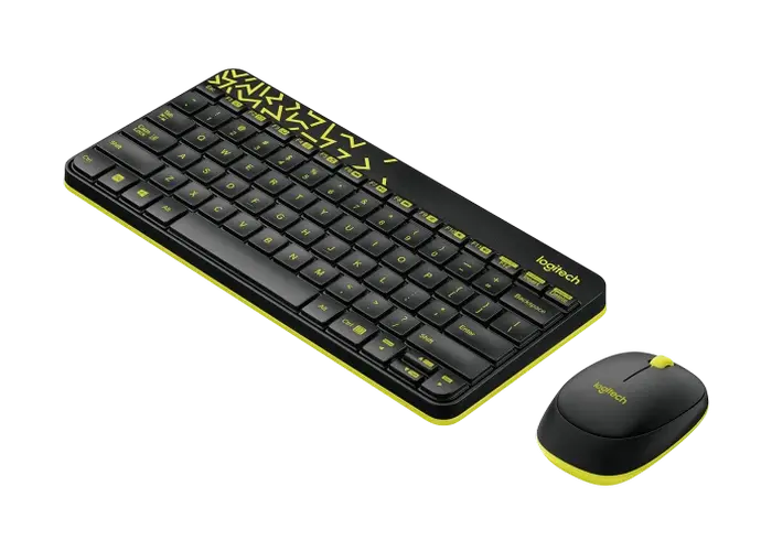 Set Tastatură + Mouse Logitech MK240, Fără fir, Negru/Galben