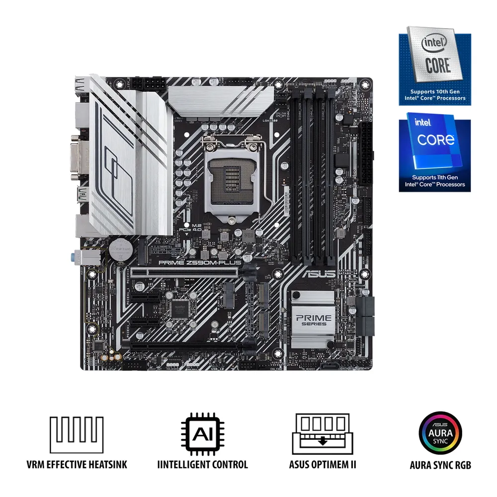 Placă de bază ASUS PRIME Z590M-PLUS, LGA1200, Intel Z590, Micro-ATX