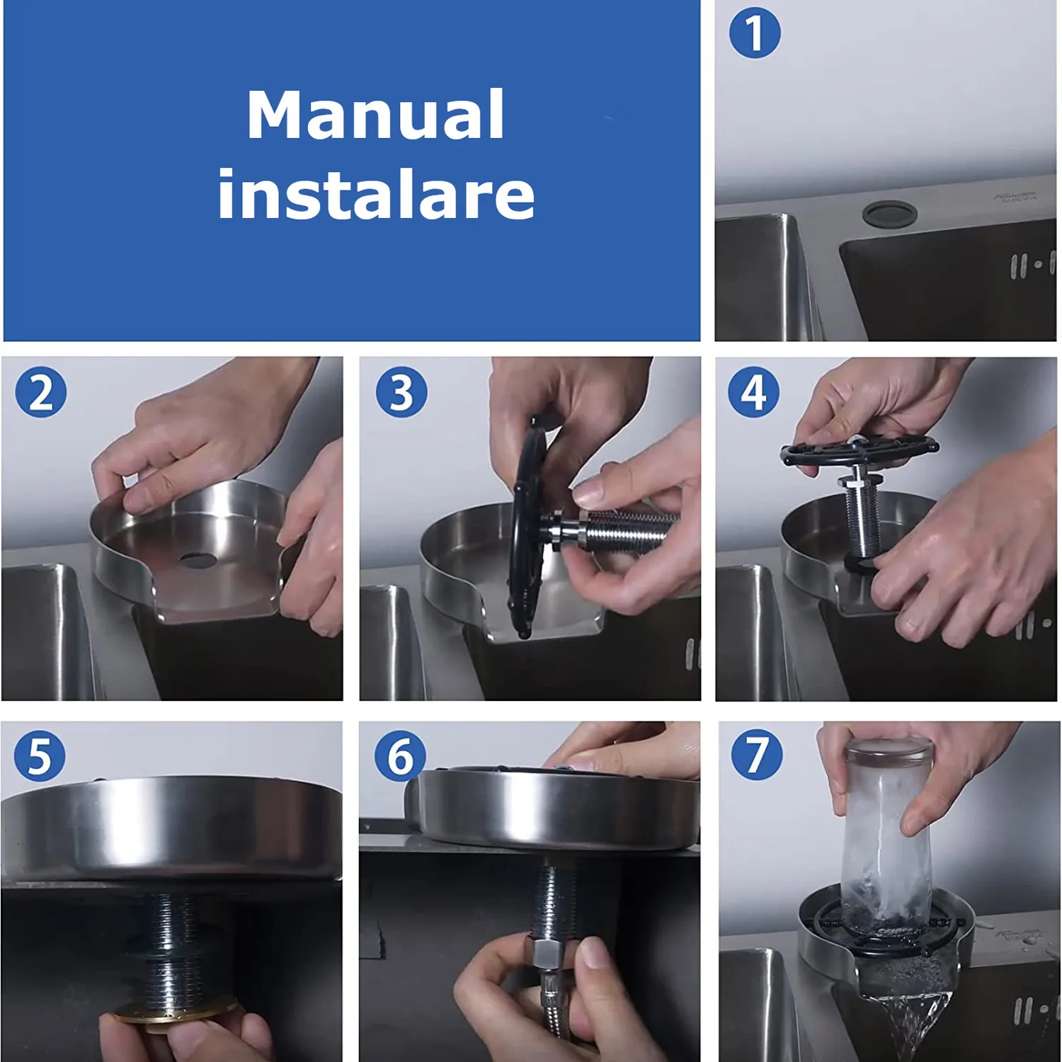 Spalator pentru pahar INOX 304 SanDonna Crom Satin
