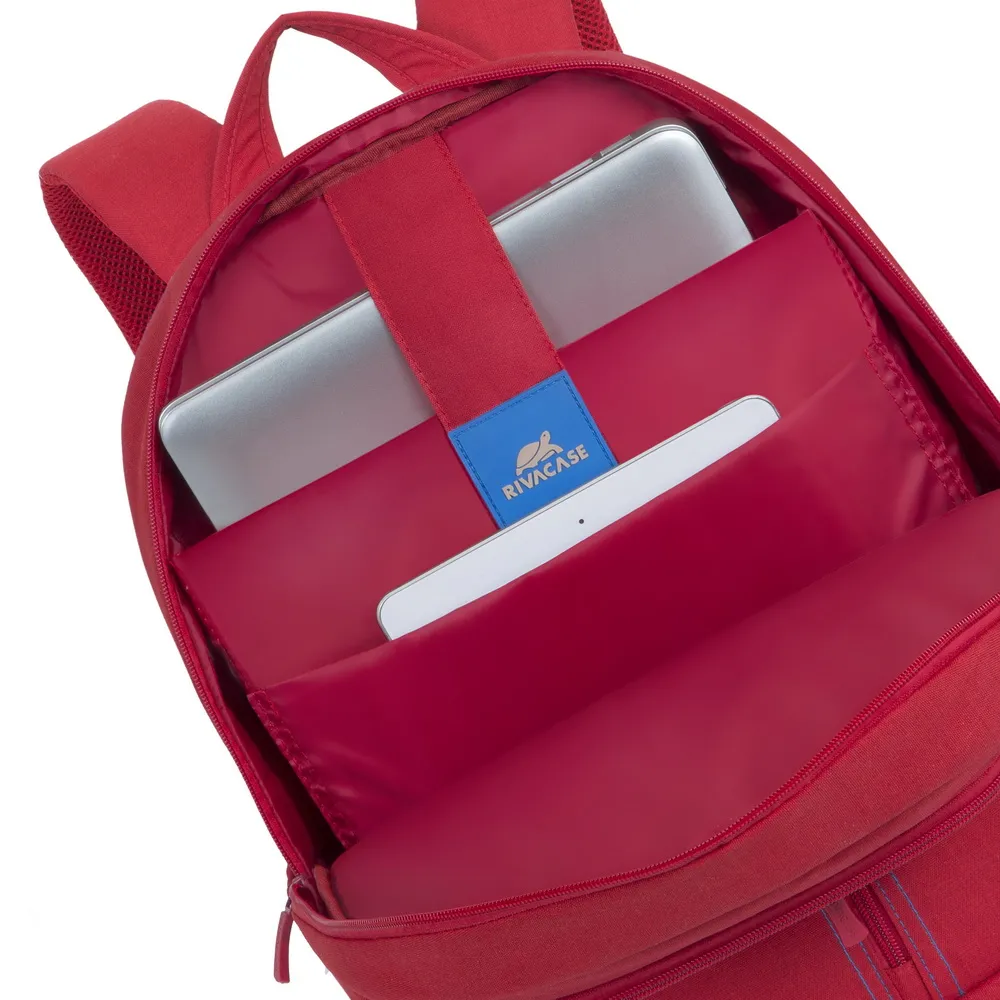 Rucsac pentru Laptop RivaCase Canvas, 15.6", Poliester, Roșu