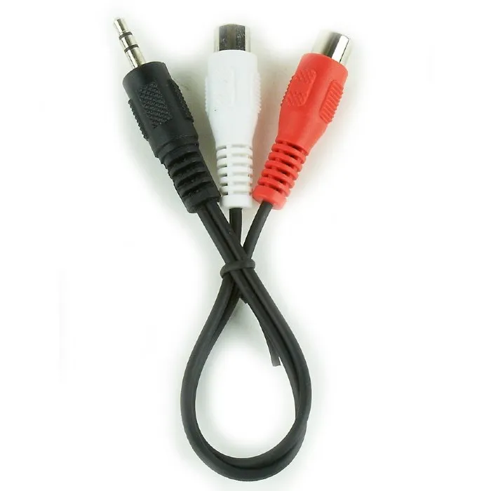 Audio Adaptor Cablexpert CCA-406, 3.5mm 3-pin (M) - 2x RCA (F), 0,2m, Negru