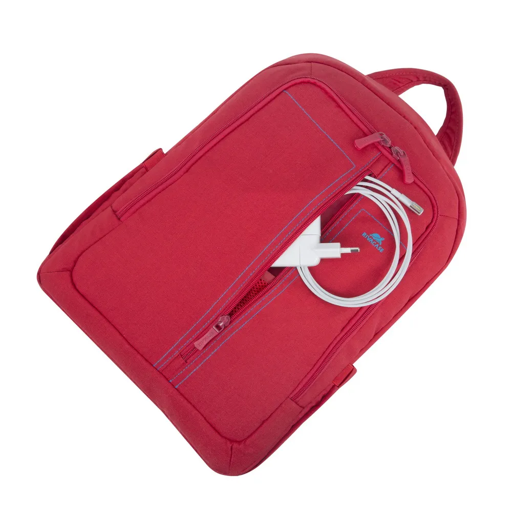 Rucsac pentru Laptop RivaCase Canvas, 15.6", Poliester, Roșu