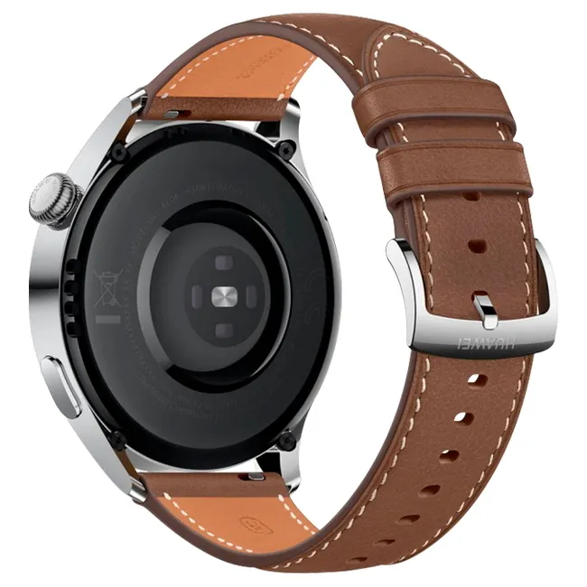 Ceas inteligent Huawei WATCH 3, 46mm, Carcasă Stainless Steel cu curea din piele Maro