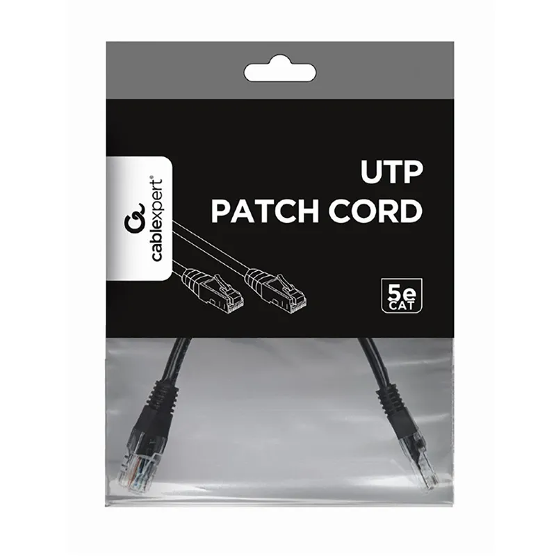 Patch cord Cablexpert PP12-0.25M, CAT5e UTP, 0,25m, Negru