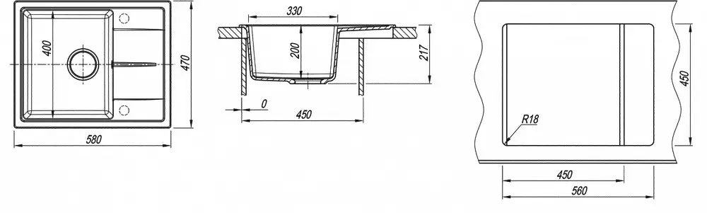 Chiuveta Dr.Gans Nica 580 (Negru)