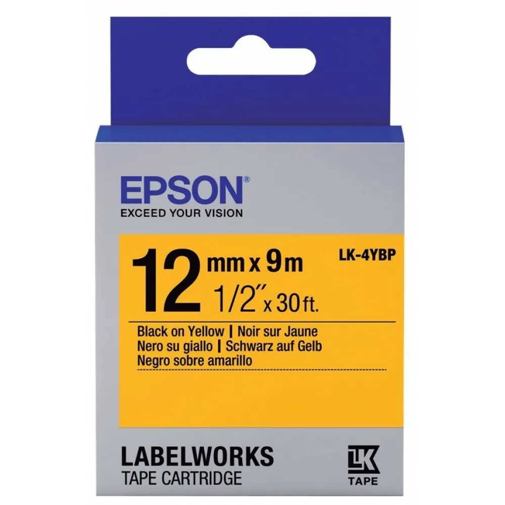 Cartuş de bandă Epson LK-4YBP, 12 mm x 9 m