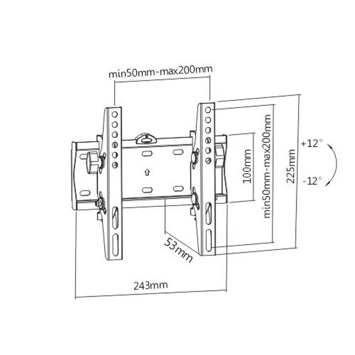 Suport înclinat pe perete Gembird WM-42T-02, Negru