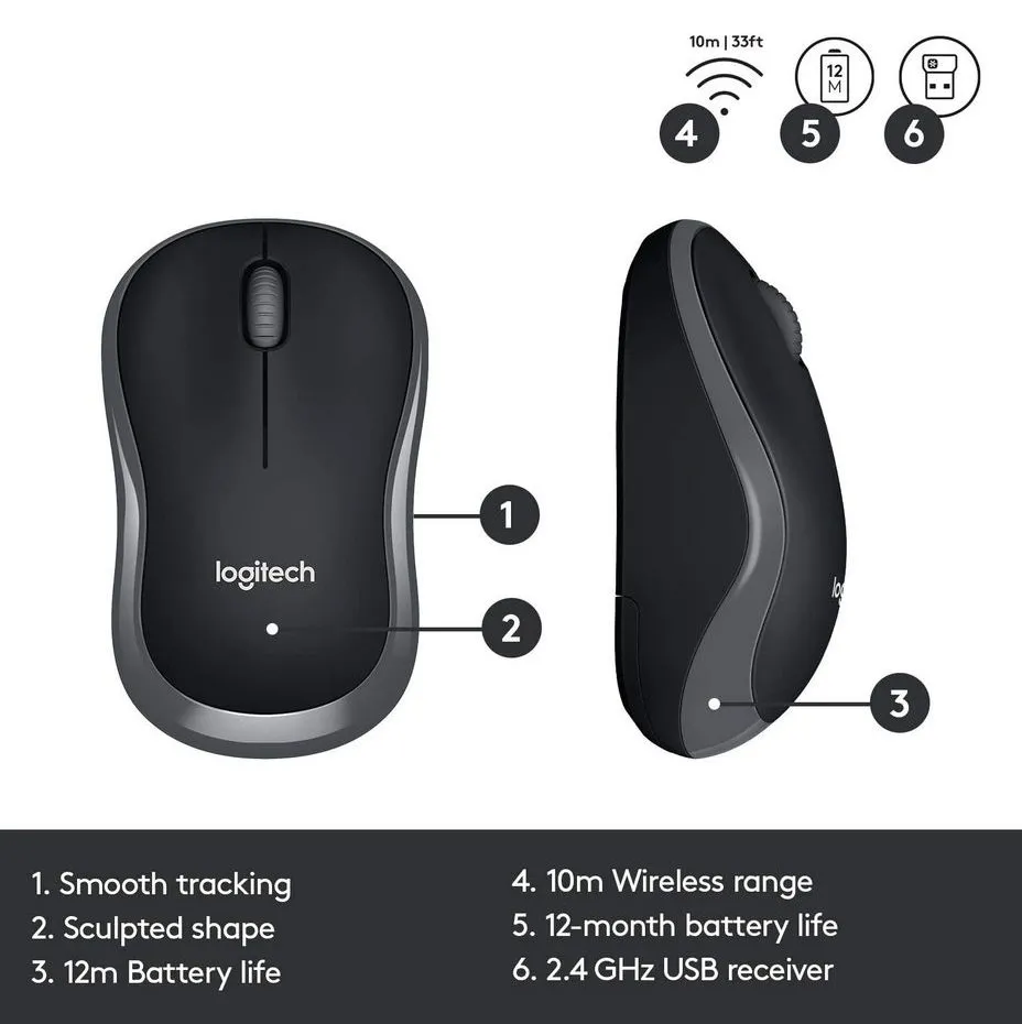 Set Tastatură + Mouse Logitech MK330, Fără fir, Negru