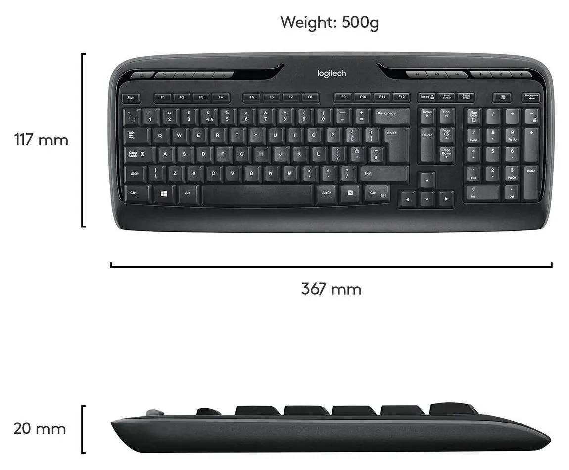 Set Tastatură + Mouse Logitech MK330, Fără fir, Negru