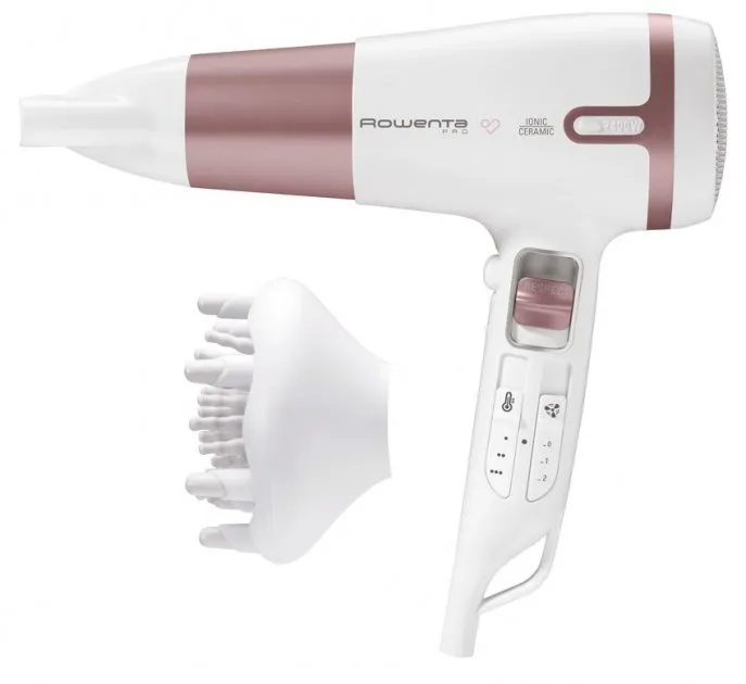 Uscător de păr Rowenta Premium Care Pro CV7461F0, 2400W, Alb | Roz