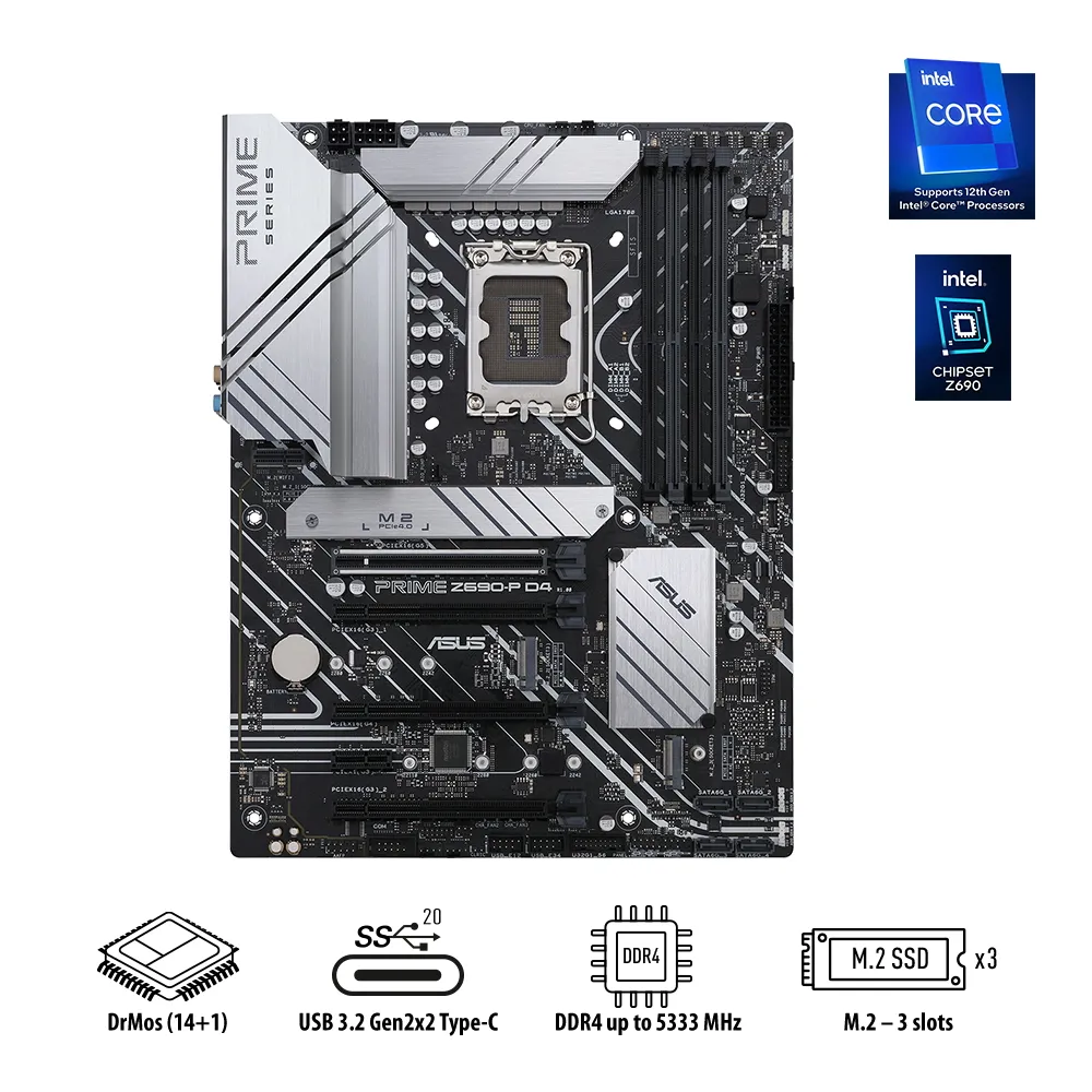 Placă de bază ASUS PRIME Z690-P D4, LGA1700, Intel Z690, ATX