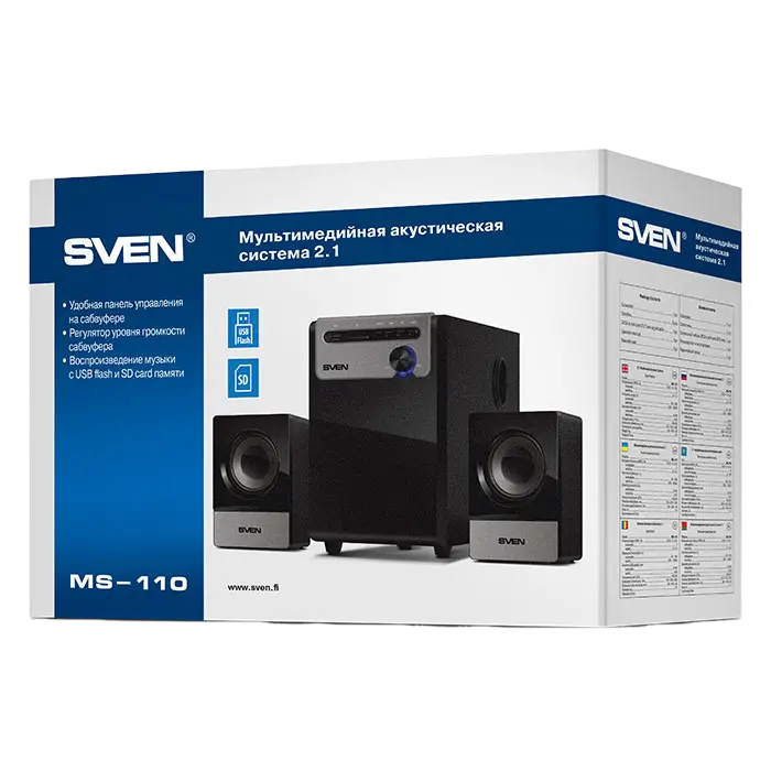 Boxe pentru calculator 2.1 SVEN MS-110, Negru