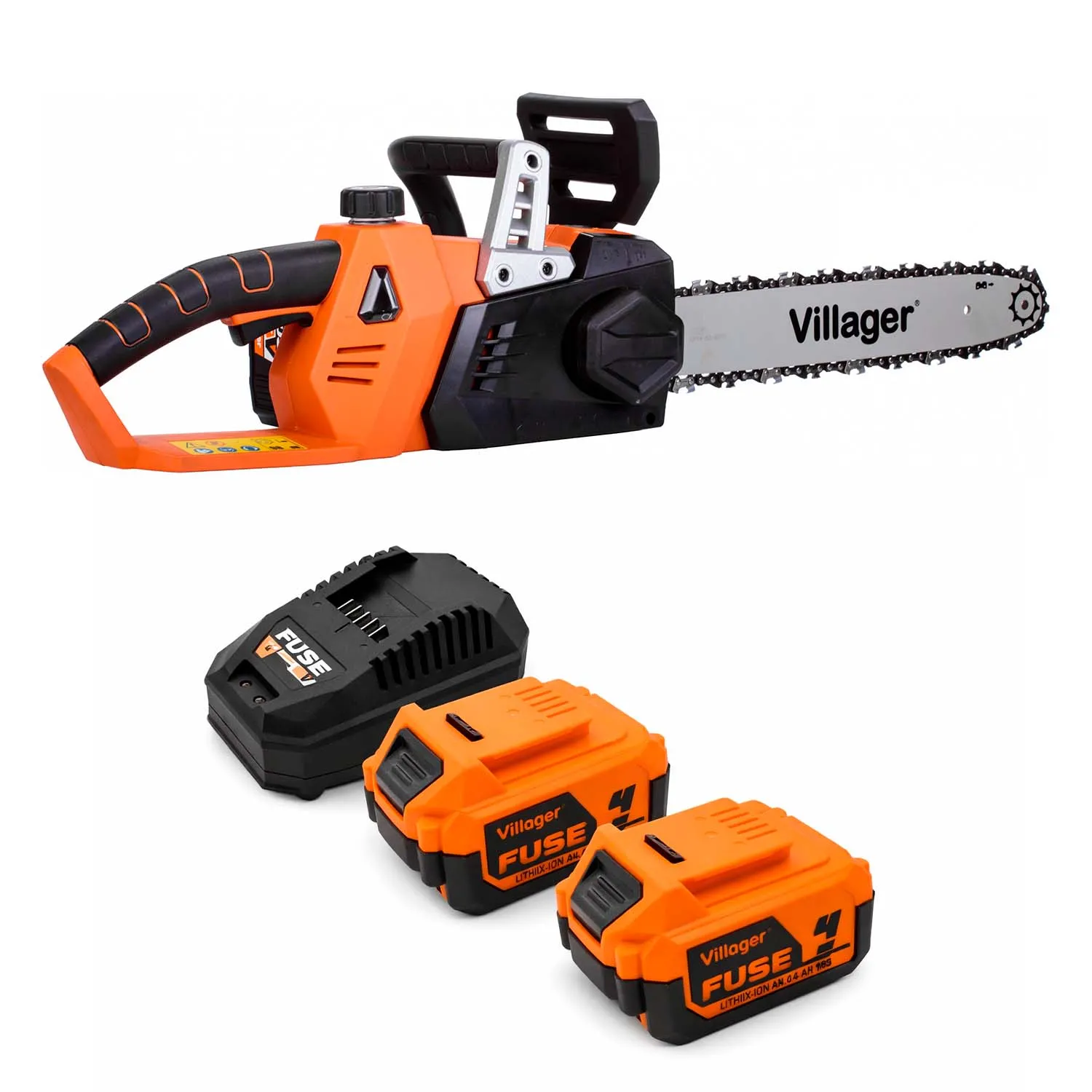 SET Fierestrau cu lant pe acumulator Villager VBT 1440 + 2 baterii 4.0ah + Incarcator 