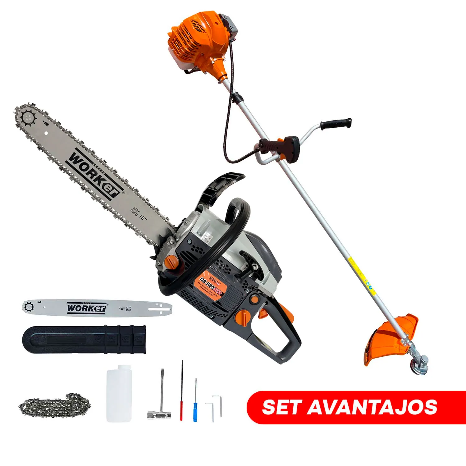 Set Drujba TechnoWorker DB580 ECO + Motocoasa TechnoWorker BC 52 PRO