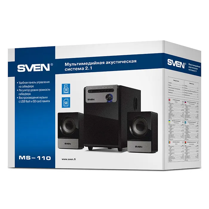 Boxe pentru calculator 2.1 SVEN MS-110, Negru