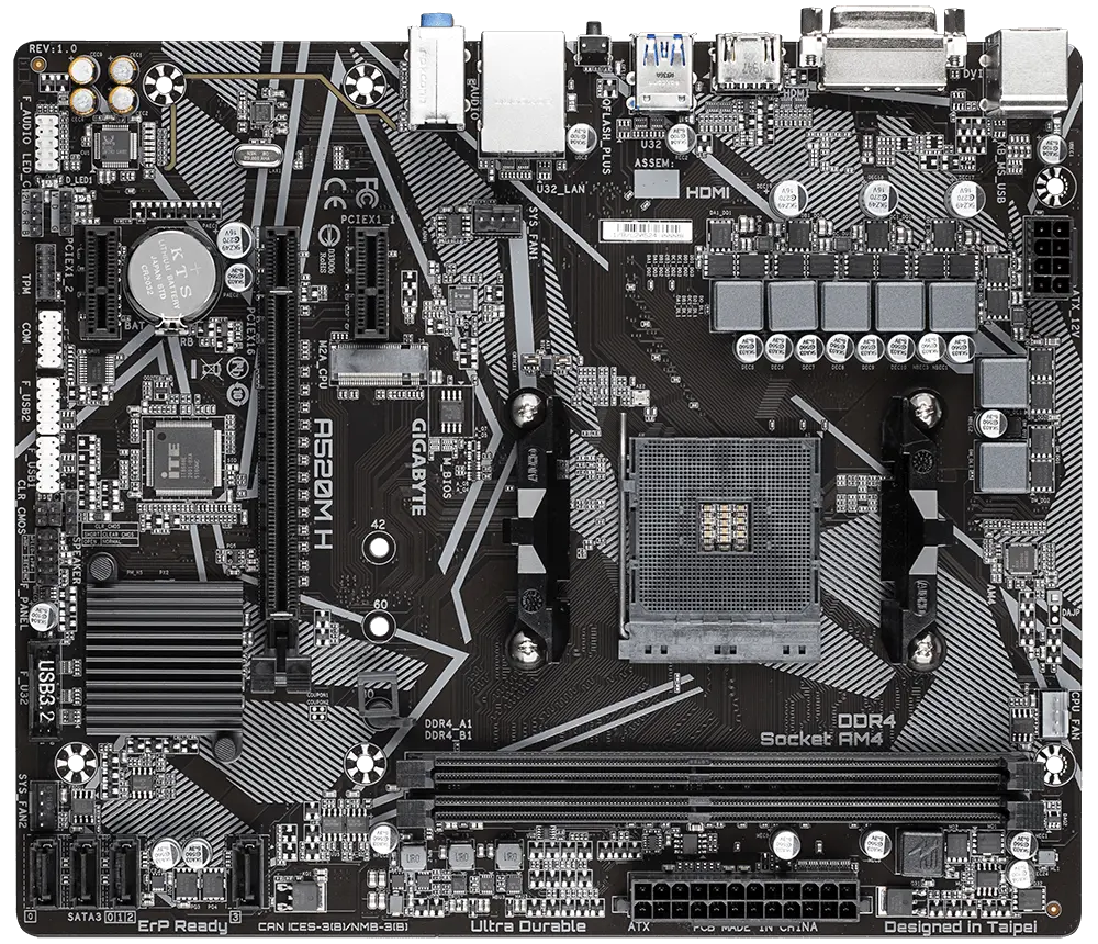 Placă de bază Gigabyte A520M H, AM4, AMD A520, Micro-ATX
