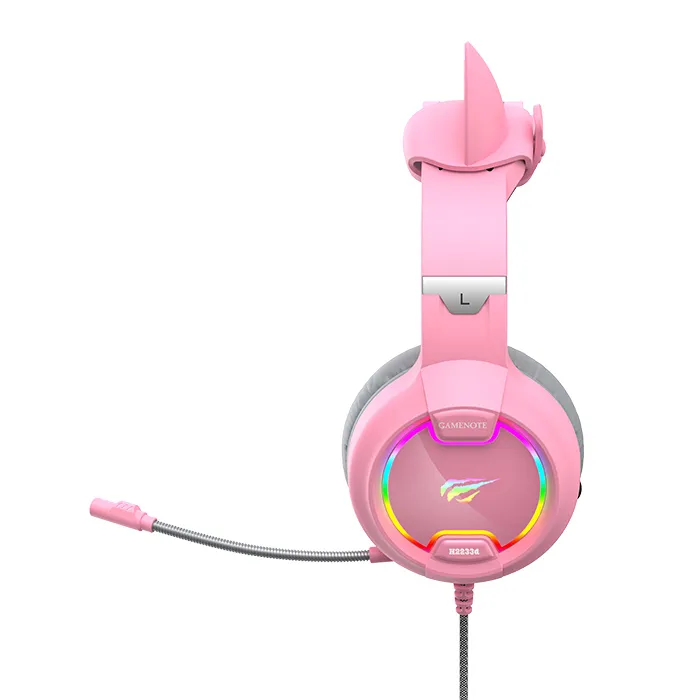 Căști gaming Havit H2233d, Cu fir, Roz