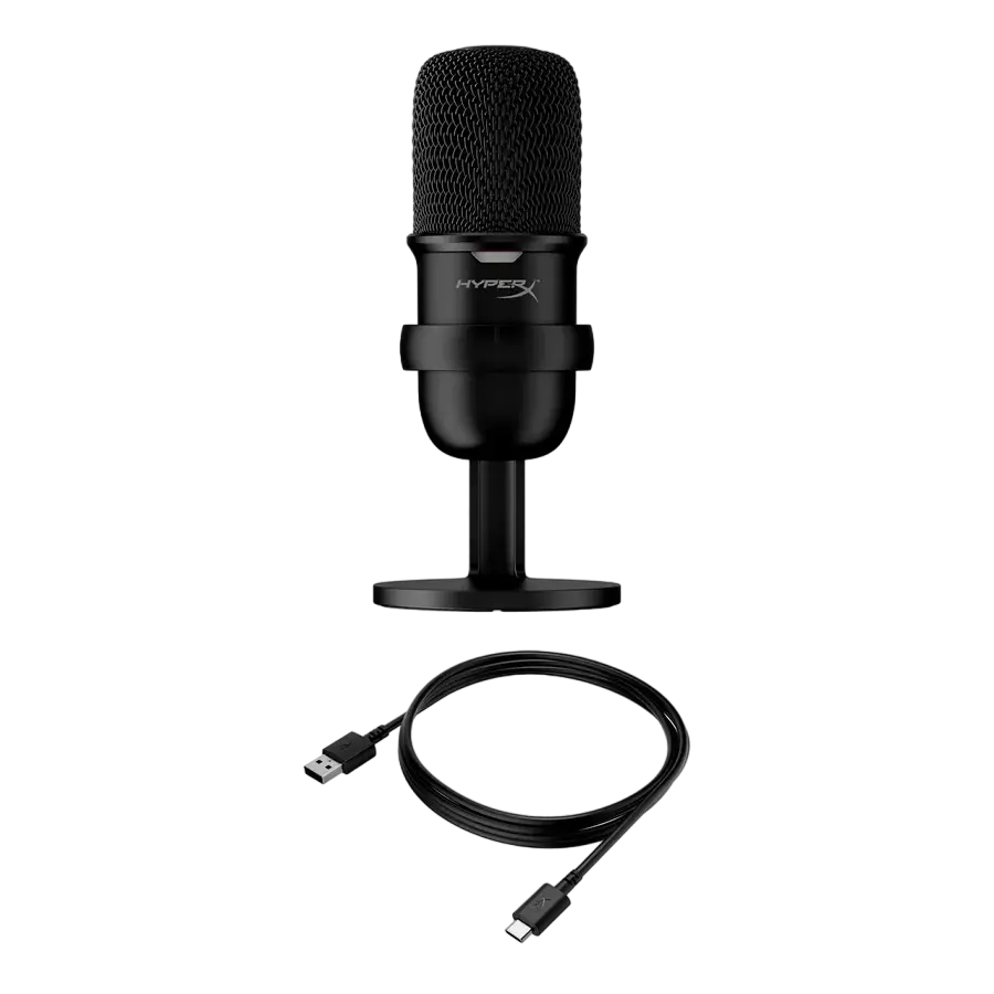 Microfon portabil pentru înregistrare vocală HyperX SoloCast, Cu fir, Negru