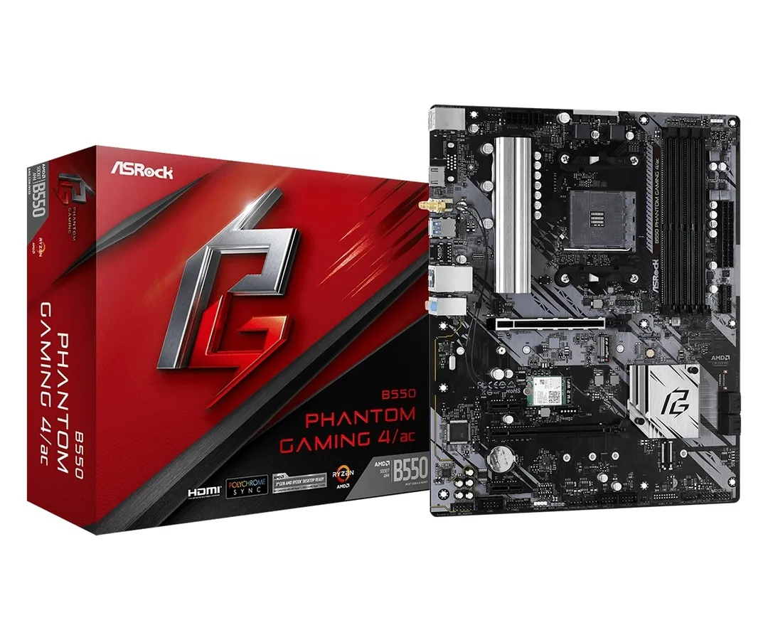 Placă de bază ASRock B550 PHANTOM GAMING 4/AC, AM4, AMD B550, ATX
