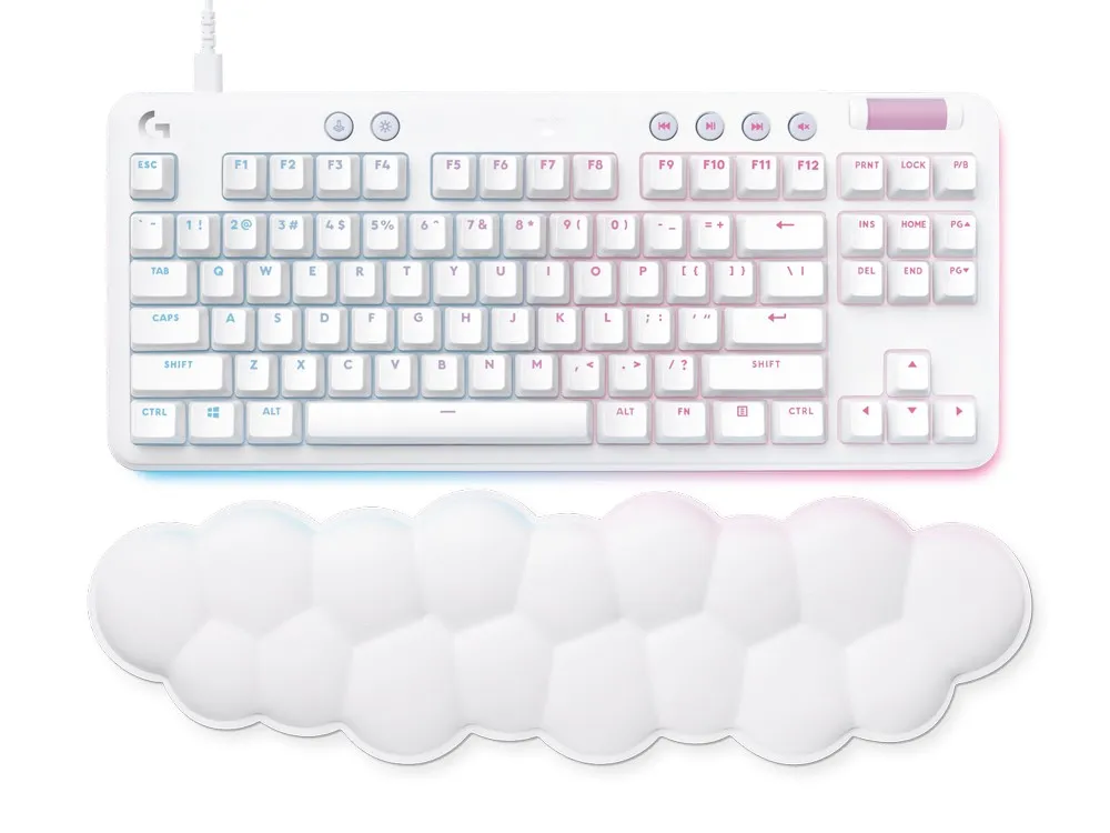 Gaming Keyboard Logitech G713, Mechanical, TKL, PBT keycaps, GX Linear, RGB, US Layout, White