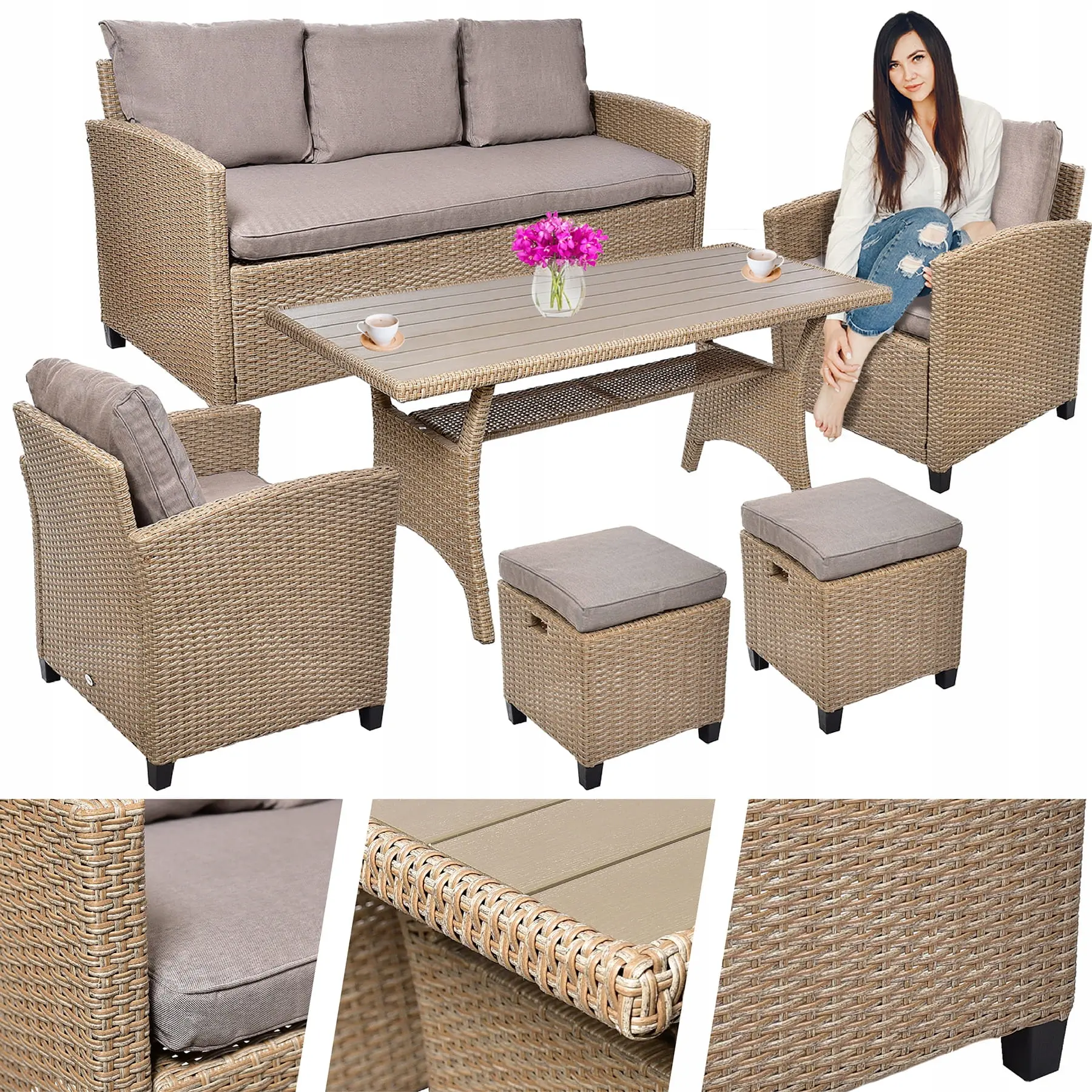 Set mobilier de gradina MILANO (bej)