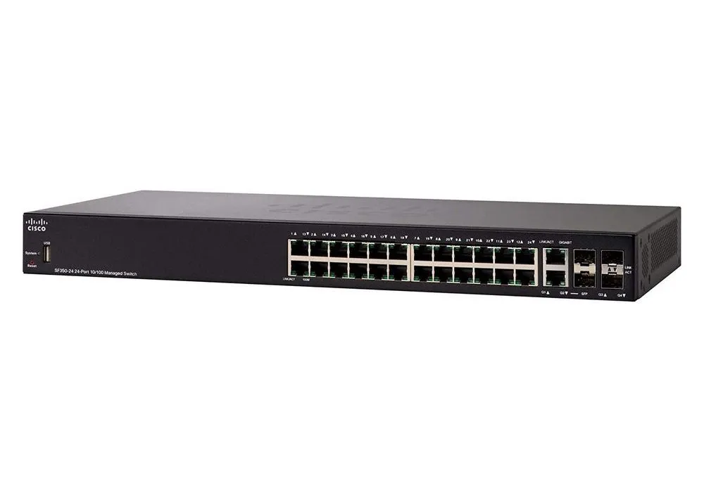 Switch de rețea Cisco SF350-24, 24x 10/100 Mbps, 4x SFP