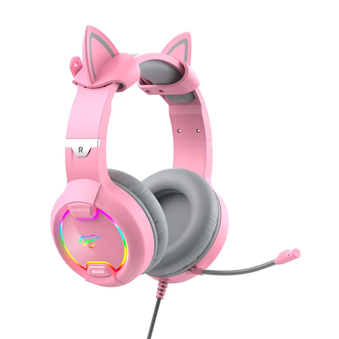 Căști gaming Havit H2233d, Cu fir, Roz