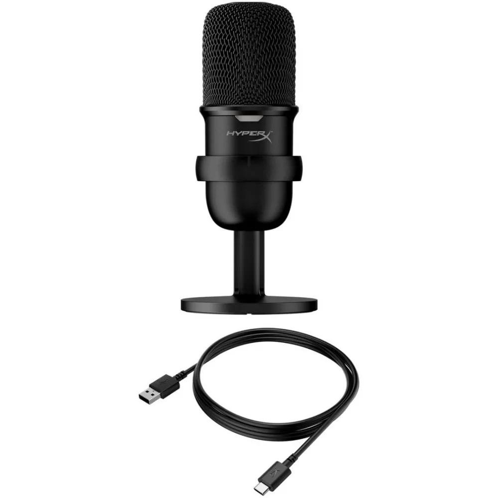 Microfon portabil pentru înregistrare vocală HyperX SoloCast, Cu fir, Negru